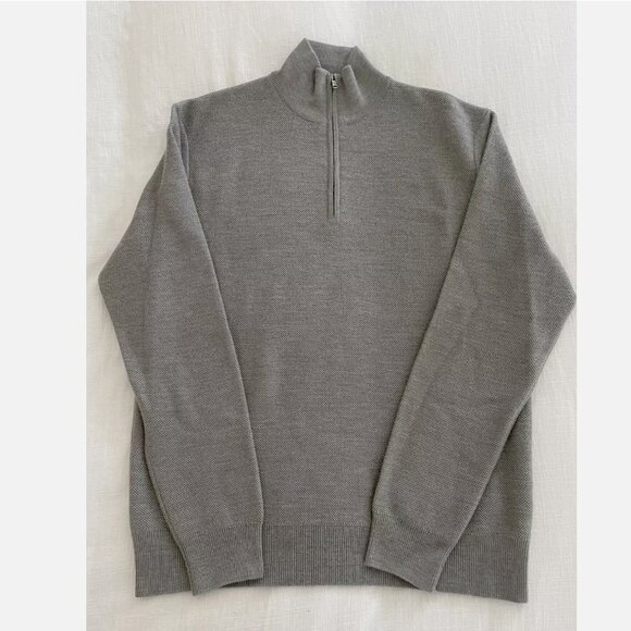 Ralph Lauren Purple Label Piqué Knit Wool Cashmere zip Sweater ITALY Large grey - Picture 3 of 10